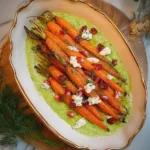 Gebackenes-Moehrengemuese-auf-Kraeuter-Feta-Dip-Rezept
