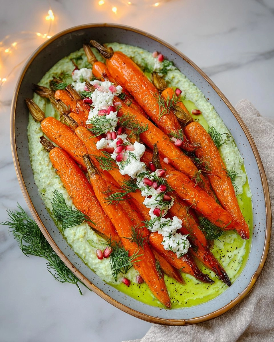 Gebackenes Möhrengemüse auf Kräuter-Feta-Dip