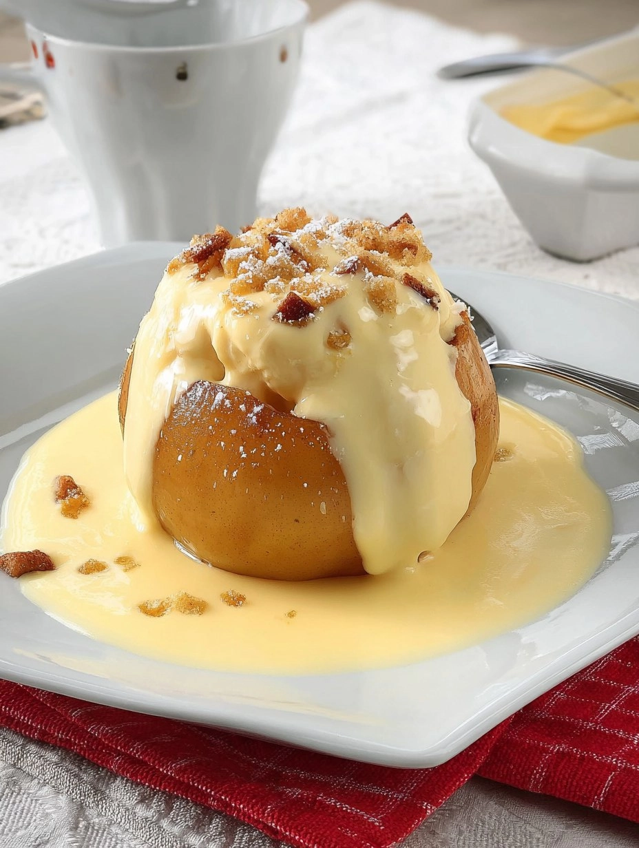 Klassischer Bratapfel mit Vanillesoße
