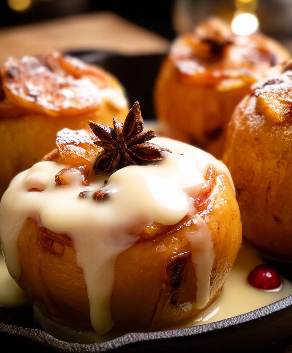 Klassischer Bratapfel mit Vanillesoße
