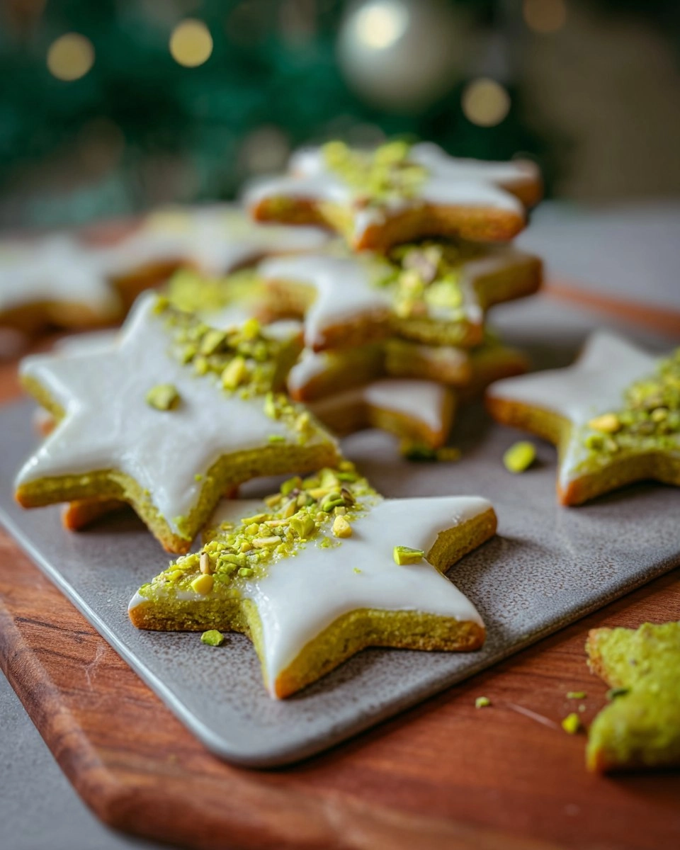 Pistaziensterne mit Marzipan