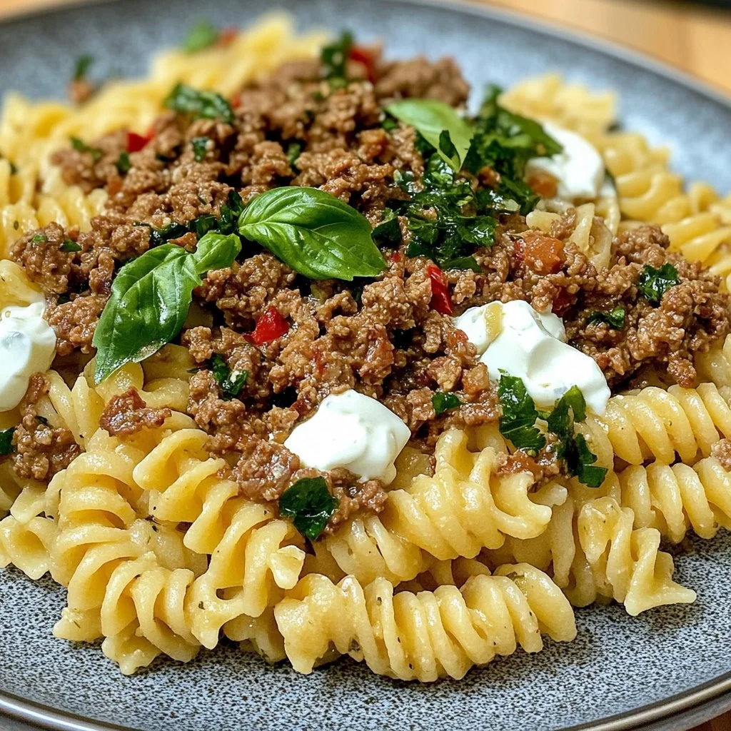 Türkische Pasta mit Hackfleischsauce, Knoblauch-Joghurt & Minzbutter 126 Türkische Pasta mit Hackfleischsauce, Knoblauch-Joghurt & Minzbutter