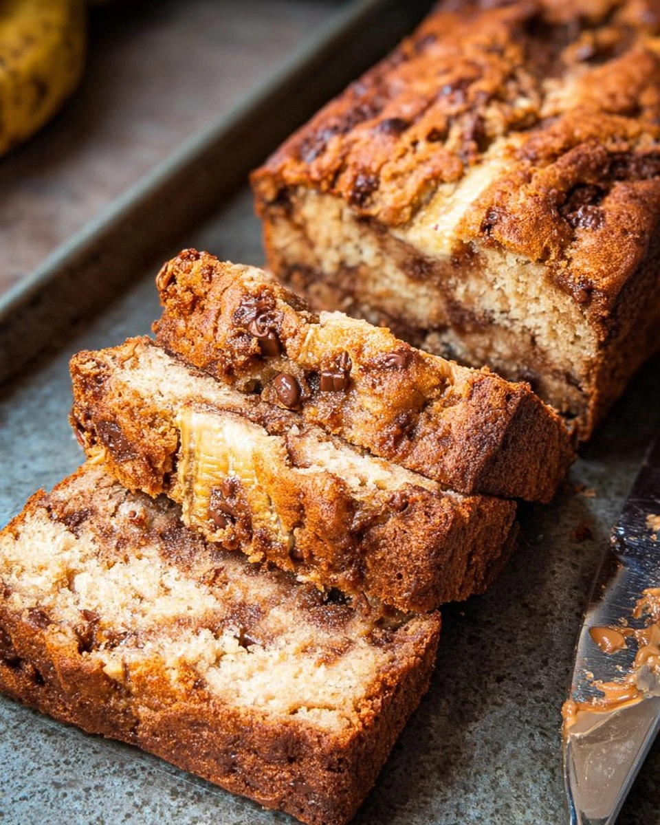 Bananenkuchen (Bananenbrot) mit Erdnussbutter