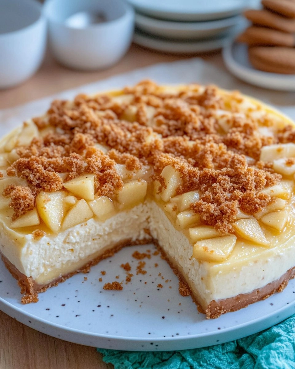 Bratapfel Cheesecake  mit Vanillepudding und Spekulatius