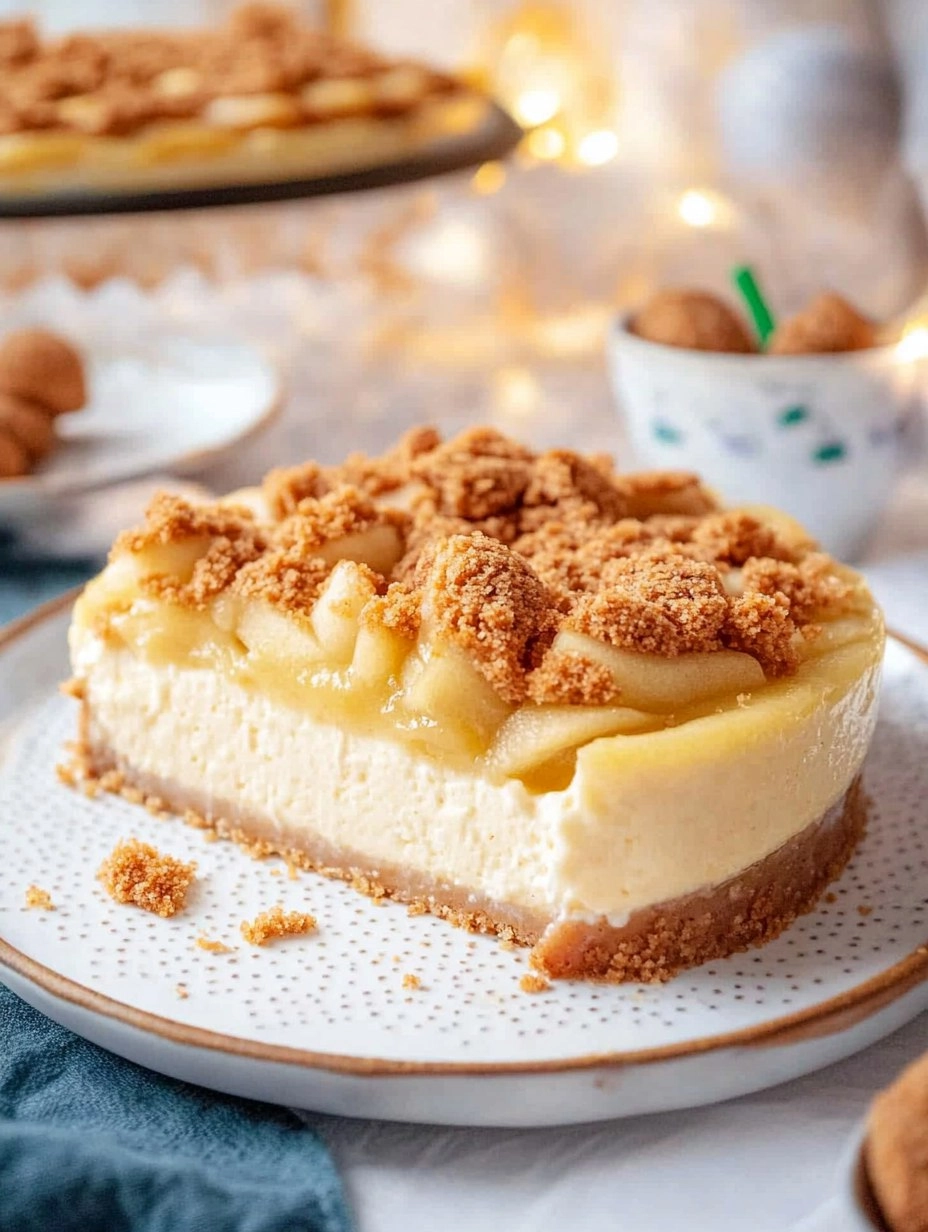 Bratapfel Cheesecake  mit Vanillepudding und Spekulatius