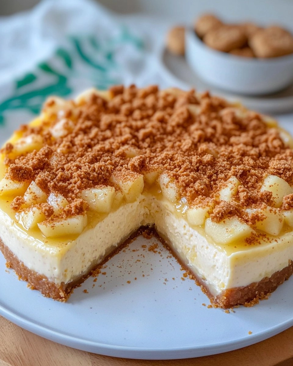 Bratapfel Cheesecake  mit Vanillepudding und Spekulatius