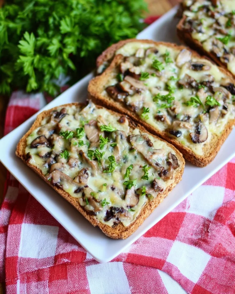 Champignon-Toast-ueberbacken-mit-Kaese-und-Schmand-Rezept