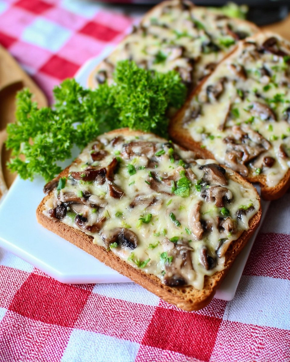 Champignon Toast überbacken mit Käse und Schmand 107 Champignon Toast überbacken mit Käse und Schmand