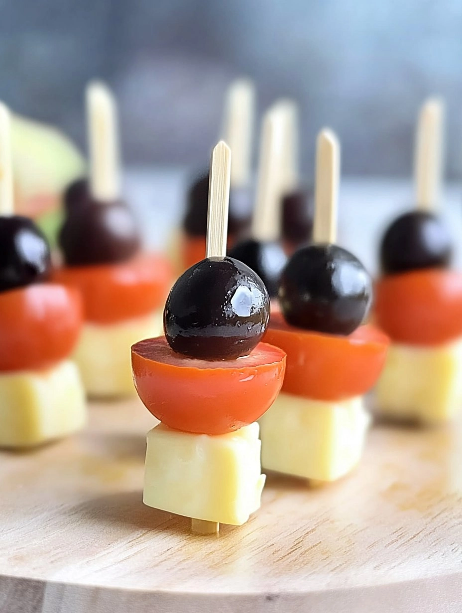 Fußball-Fingerfood-Spieße mit Käse, Tomaten & Oliven 36 Fußball-Fingerfood-Spieße mit Käse, Tomaten & Oliven