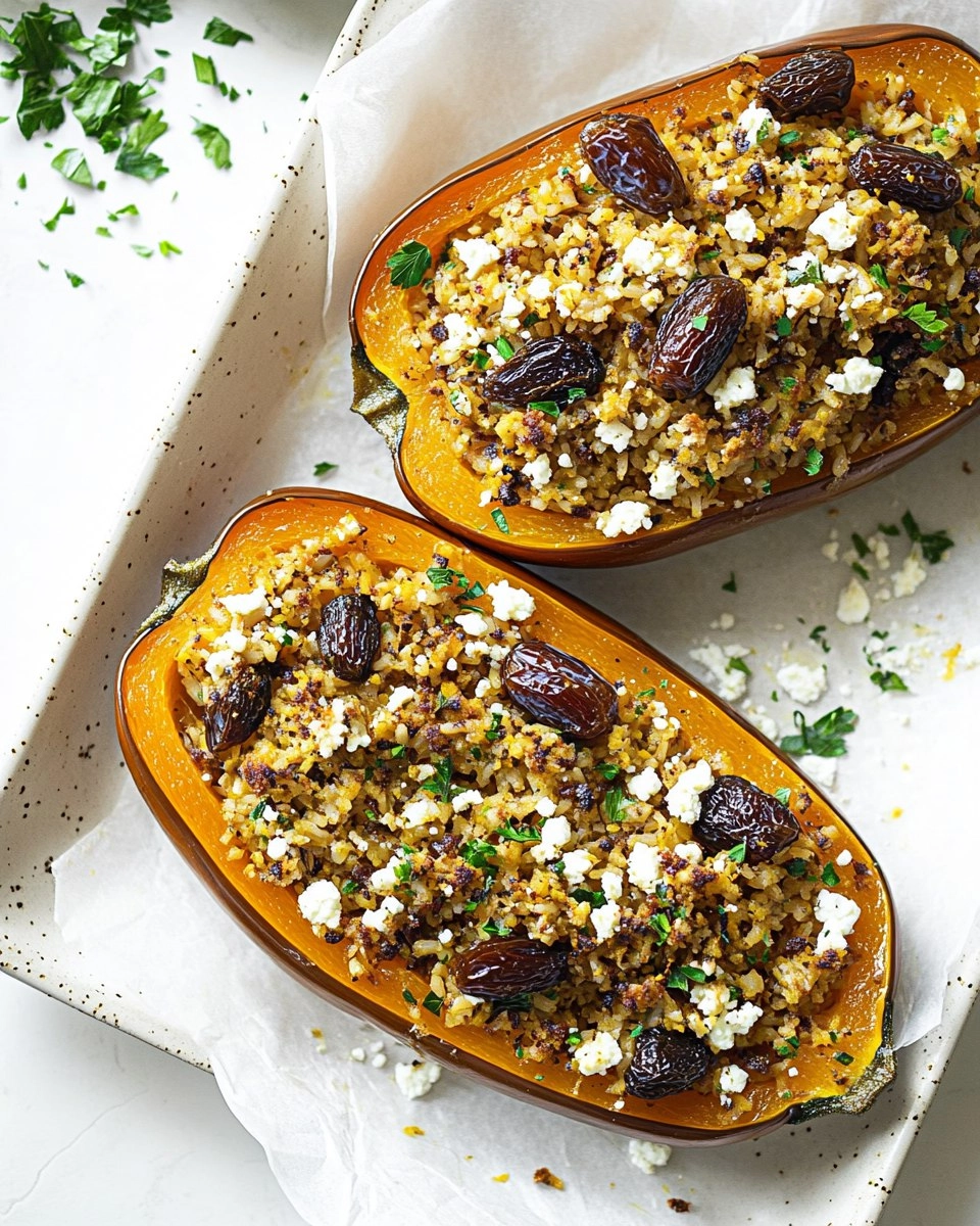 Gefüllter Butternut-Kürbis mit Reis, Datteln & Feta 160 Gefüllter Butternut-Kürbis mit Reis, Datteln & Feta