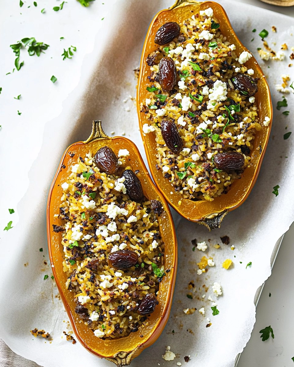 Gefüllter Butternut-Kürbis mit Reis, Datteln & Feta 162 Gefüllter Butternut-Kürbis mit Reis, Datteln & Feta