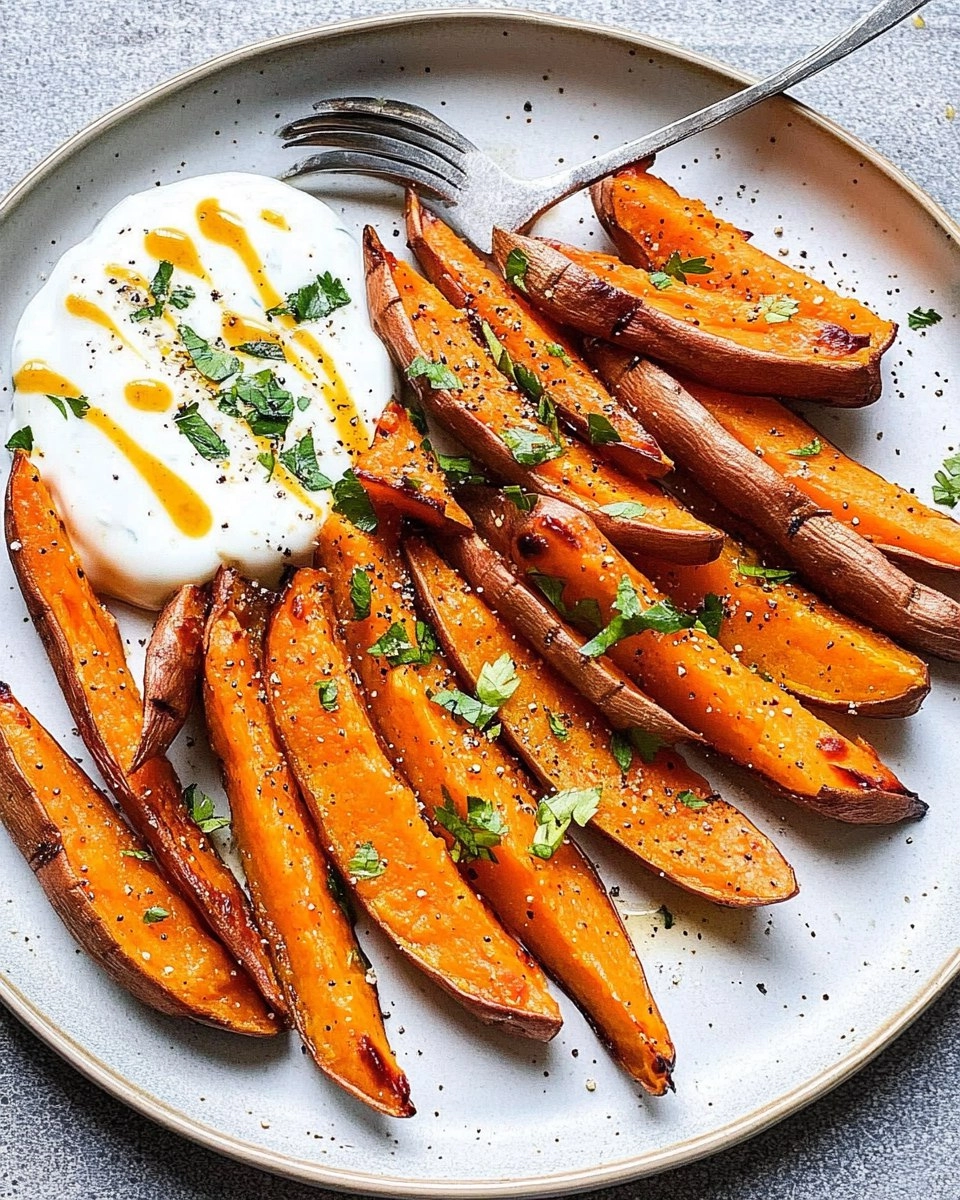 Geröstete Süßkartoffeln mit Joghurt-Tahini-Dip 102 Geröstete Süßkartoffeln mit Joghurt-Tahini-Dip