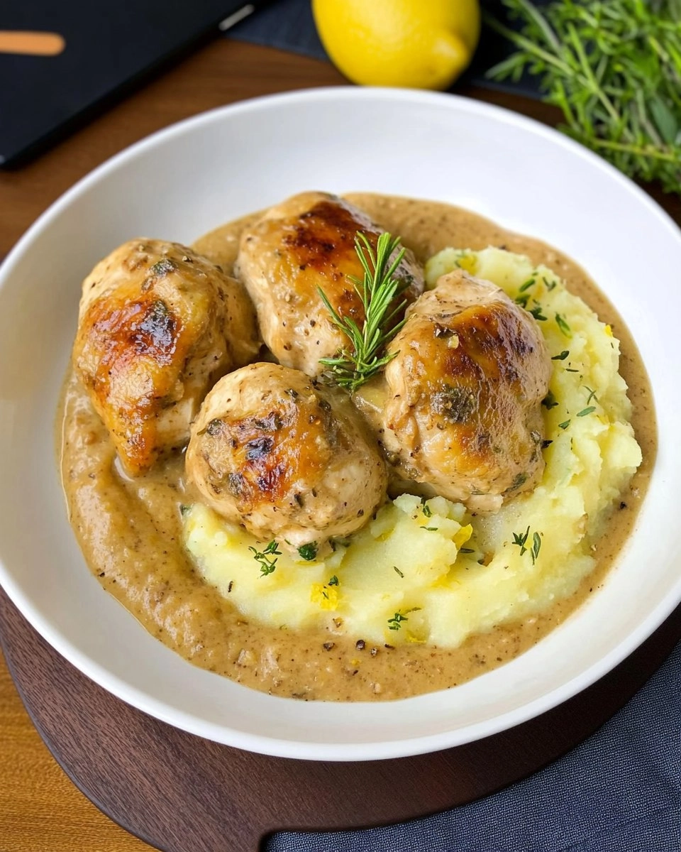 Hähnchen Rouladen mit Kartoffel-Zitronen-Püree