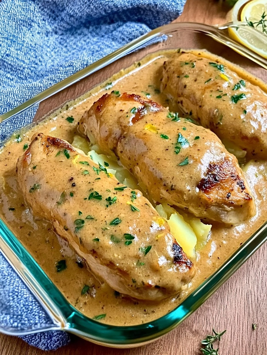 Hähnchen Rouladen mit Kartoffel-Zitronen-Püree