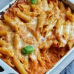 Nudelauflauf-Tomate-Mozzarella-ohne-Vorkochen-Rezept