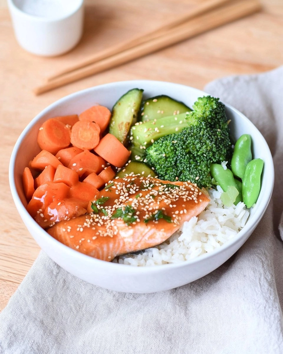 Teriyaki-Lachs-Bowl mit Reis & Gemüse