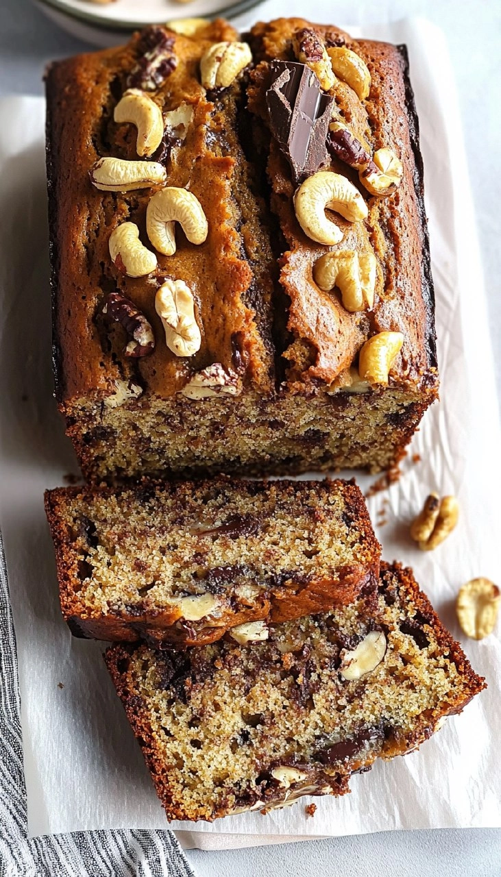 Bananenbrot mit Schokolade & Cashews 98 Bananenbrot mit Schokolade & Cashews