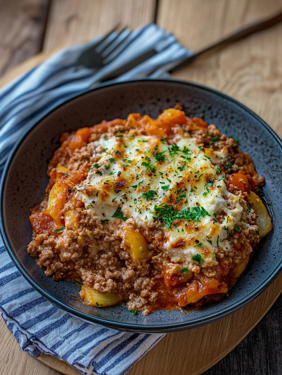 Griechischer Nudelauflauf Mit Hackfleisch Und Kritharaki