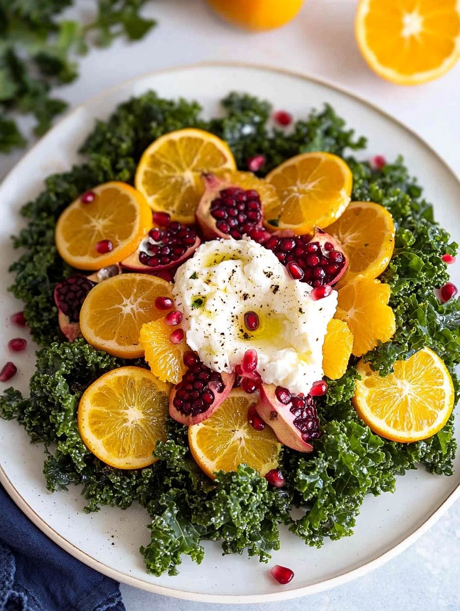 Grünkohlsalat Mit Granatapfel Orangen & Burrata