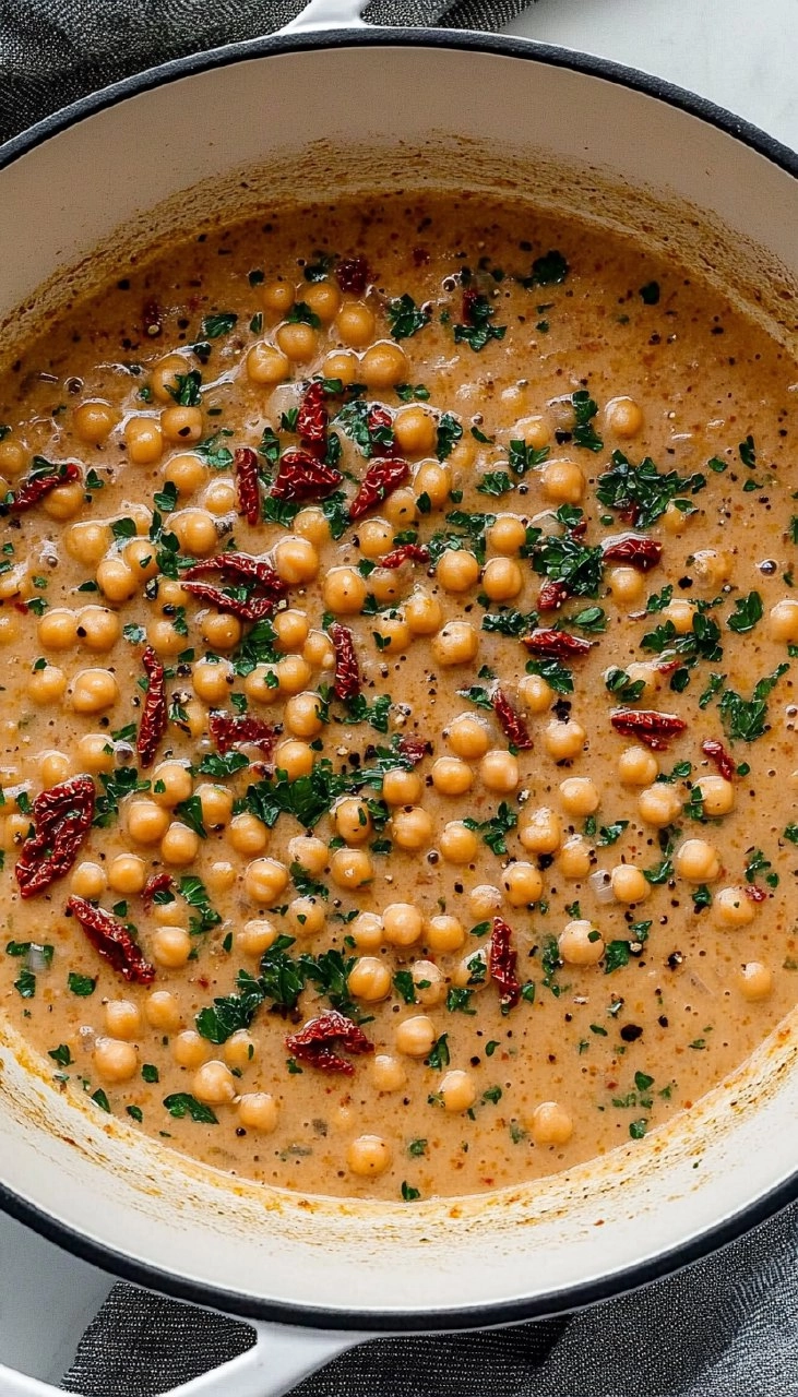 Kichererbsen-Pfanne mit getrockneten Tomaten