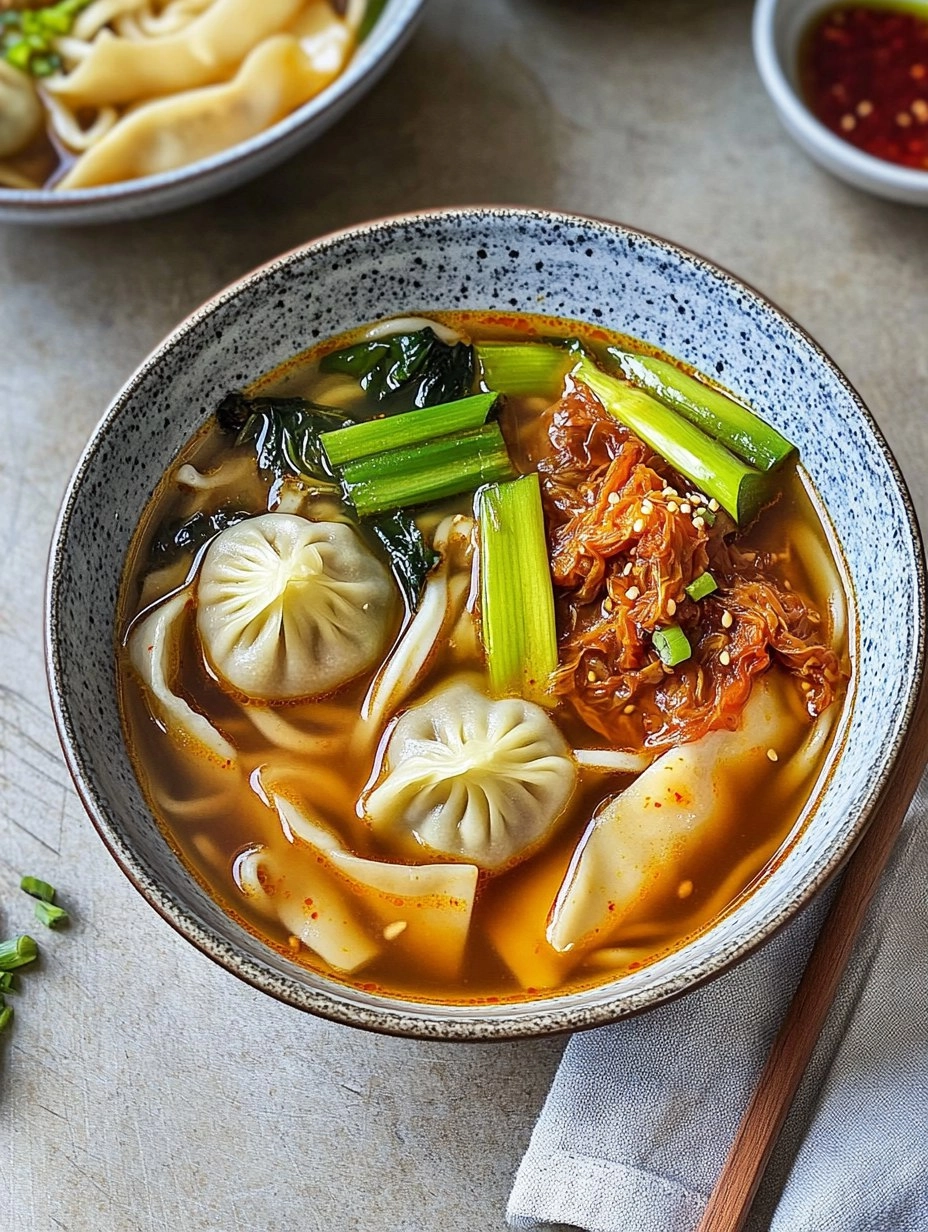 Udon Nudelsuppe Mit Kimchi & Dumplings