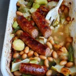 Fenchel, Lauch, Bohnen & Bratwurst aus dem Ofen 95 Fenchel-Lauch-Bohnen-Bratwurst-aus-dem-Ofen-Rezept