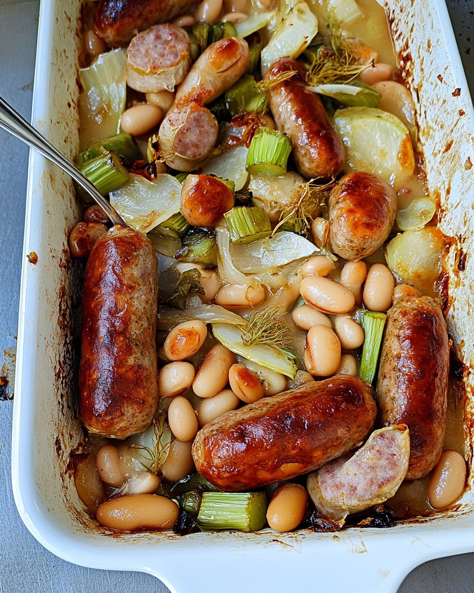 Fenchel, Lauch, Bohnen & Bratwurst aus dem Ofen 94 Fenchel, Lauch, Bohnen & Bratwurst aus dem Ofen