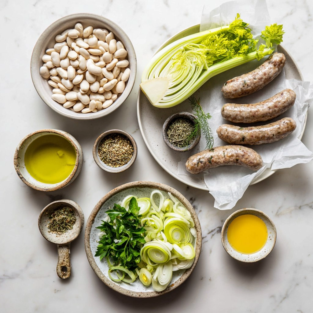 Fenchel, Lauch, Bohnen & Bratwurst aus dem Ofen 92 Fenchel, Lauch, Bohnen & Bratwurst aus dem Ofen