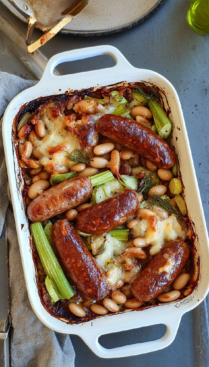 Fenchel, Lauch, Bohnen & Bratwurst aus dem Ofen 93 Fenchel, Lauch, Bohnen & Bratwurst aus dem Ofen