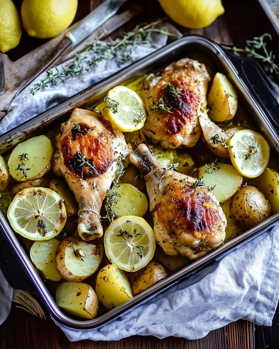 Griechisches Zitronenhähnchen mit Kartoffeln