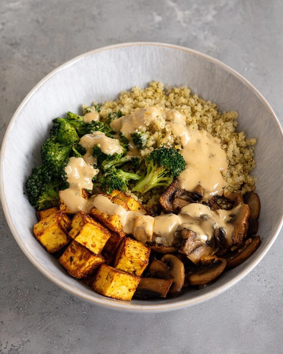 Hirse-Tofu-Bowl mit Tahini-Soße 109 Hirse-Tofu-Bowl mit Tahini-Soße