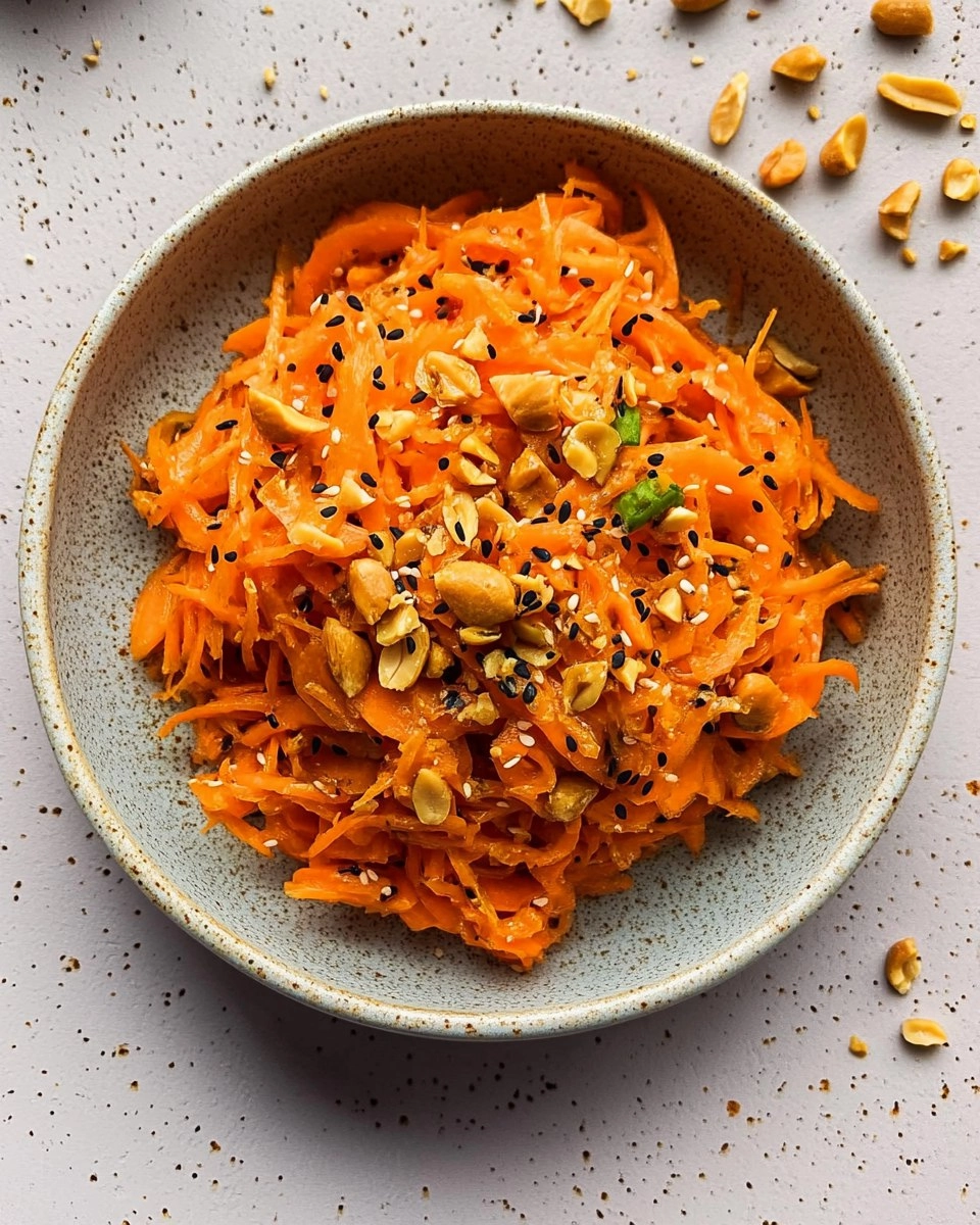 Karottensalat mit Sojasauce und Erdnüsse