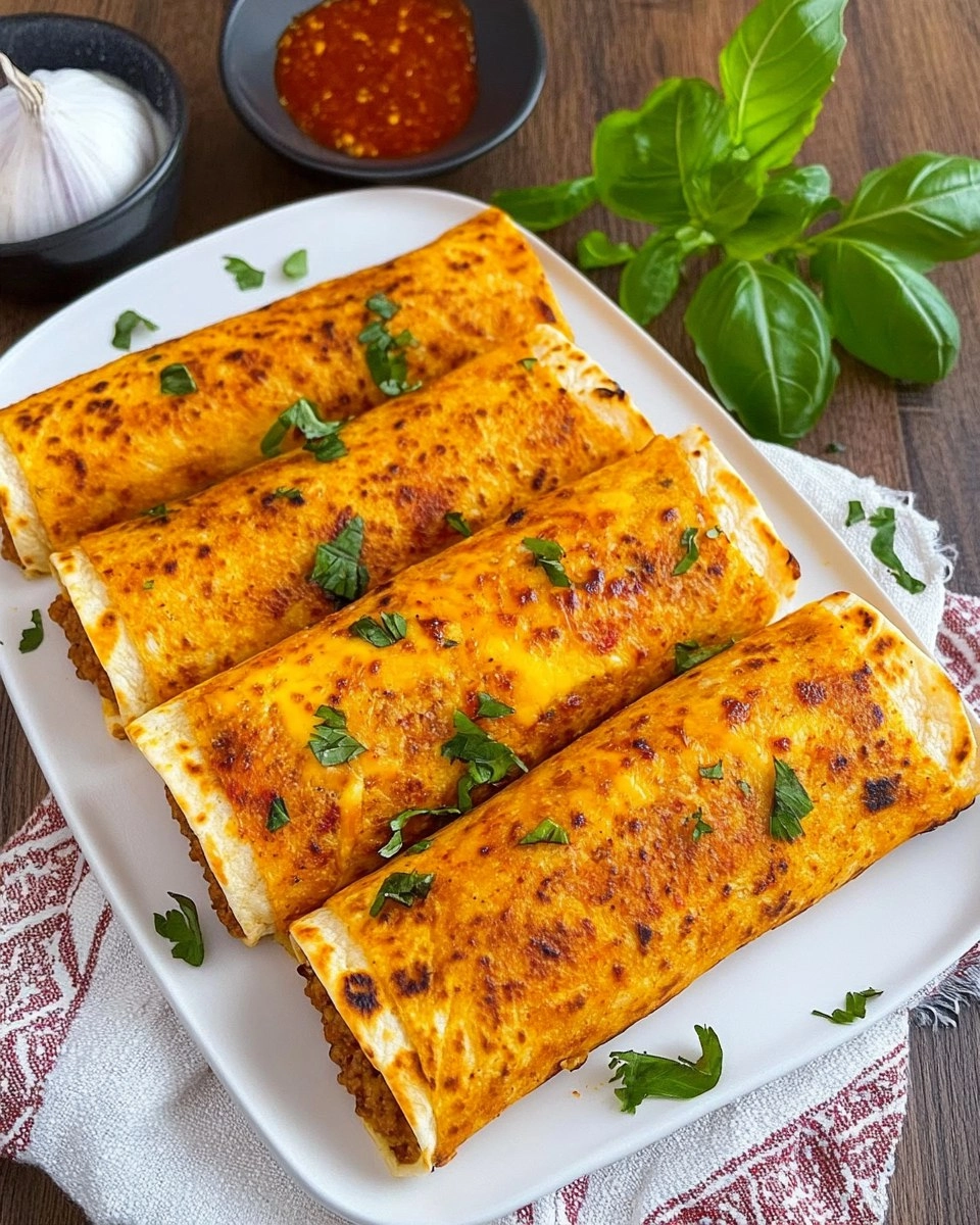 Knusprige Wraps mit Hackfleisch und Käse