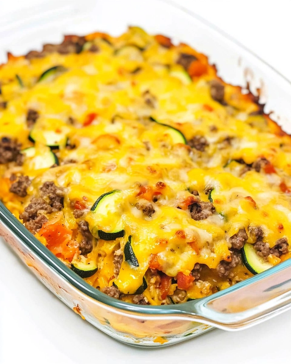 Low Carb Cheeseburger Auflauf mit Zucchini