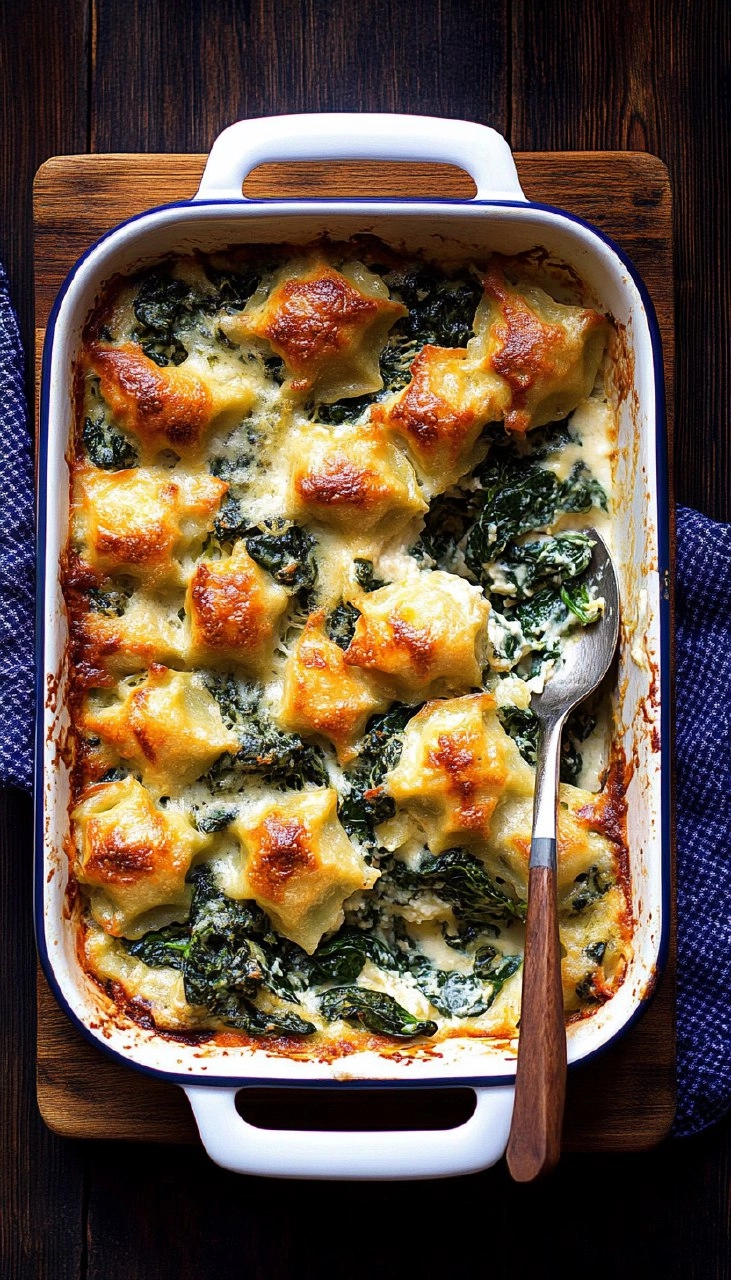 Maultaschen-Auflauf mit Spinat