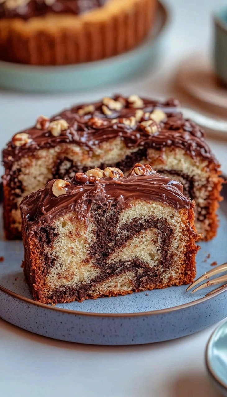 Saftiger Nuss-Marmorkuchen mit Nutella-Topping 123 Saftiger Nuss-Marmorkuchen mit Nutella-Topping