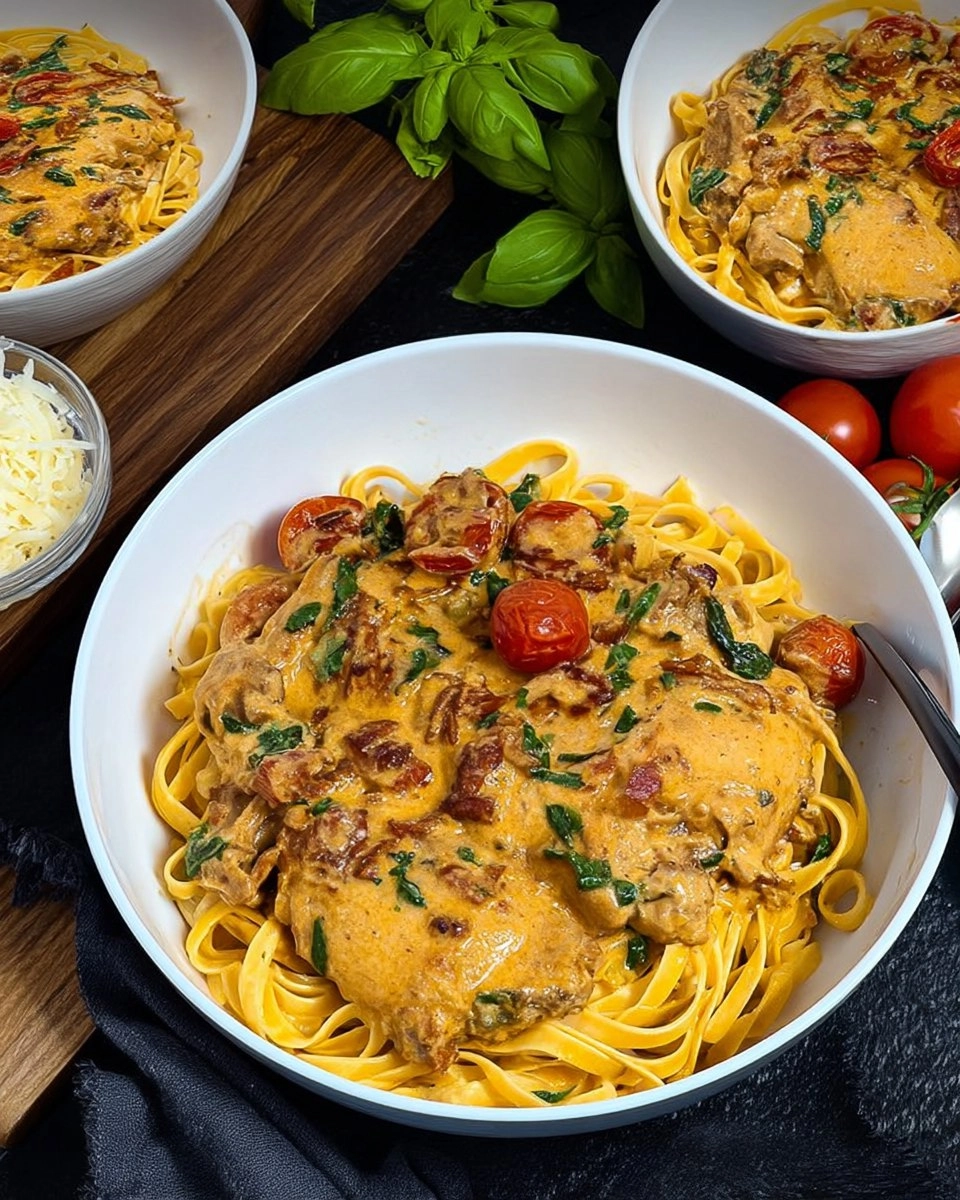 Toskana Hähnchen mit cremiger Nudelpfanne
