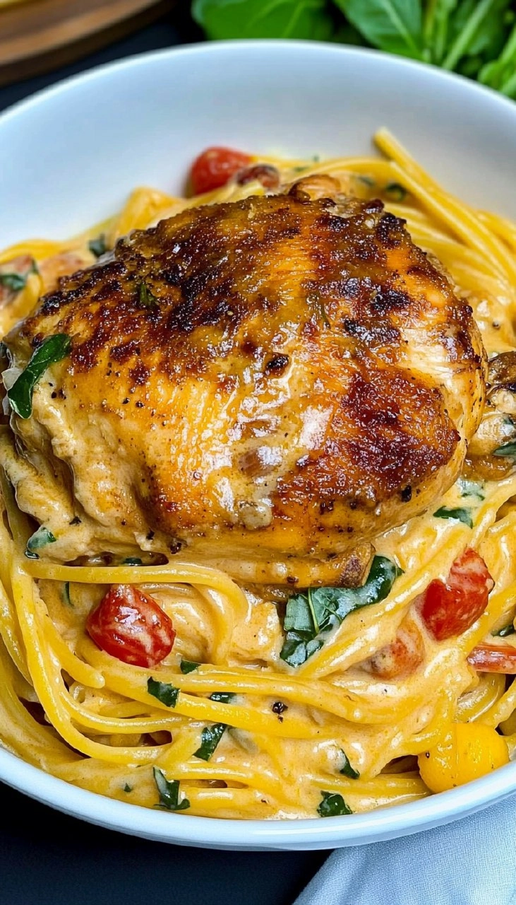 Toskana Hähnchen mit cremiger Nudelpfanne