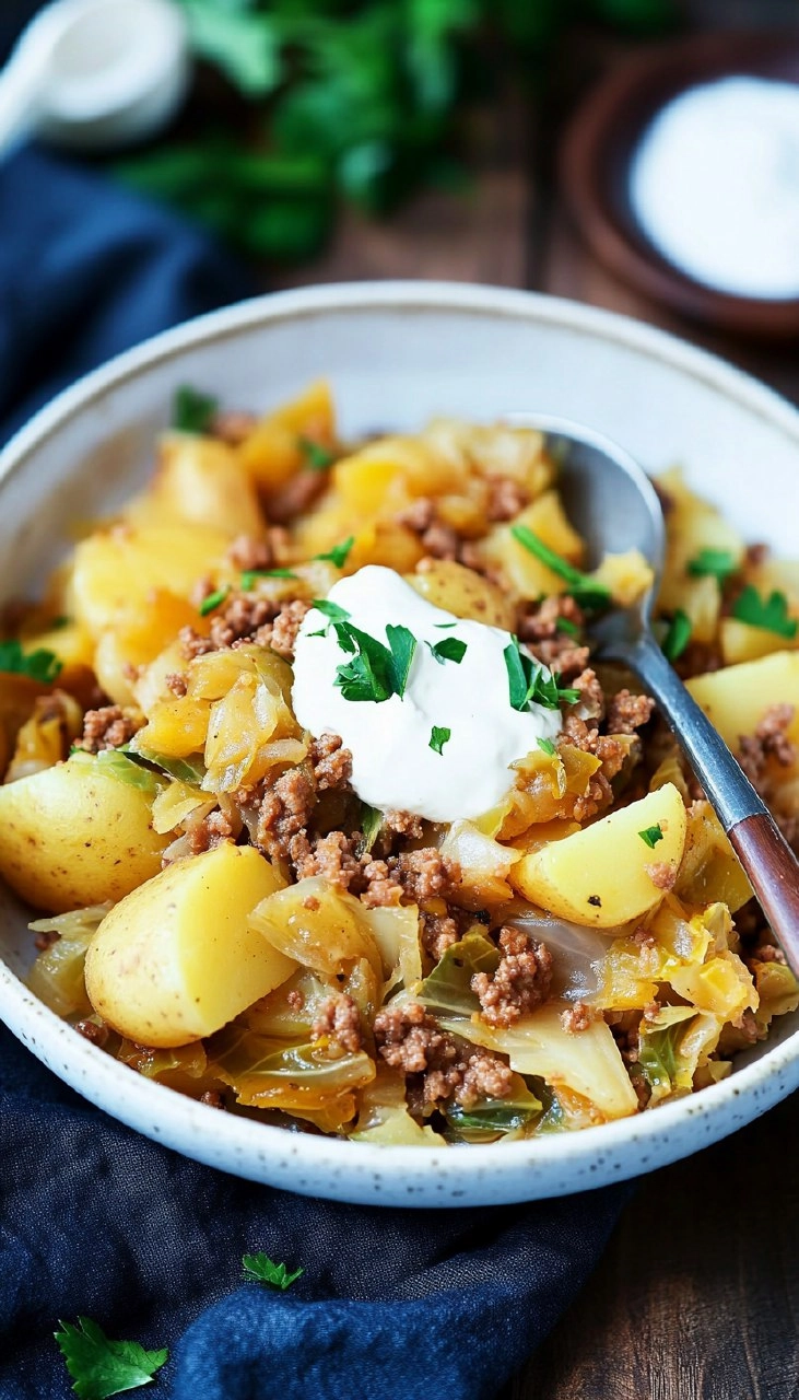 Weißkohl mit Hackfleisch und Kartoffeln