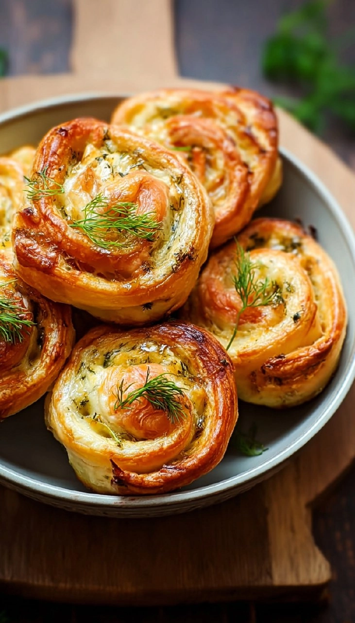 Blätterteigschnecken mit Lachs