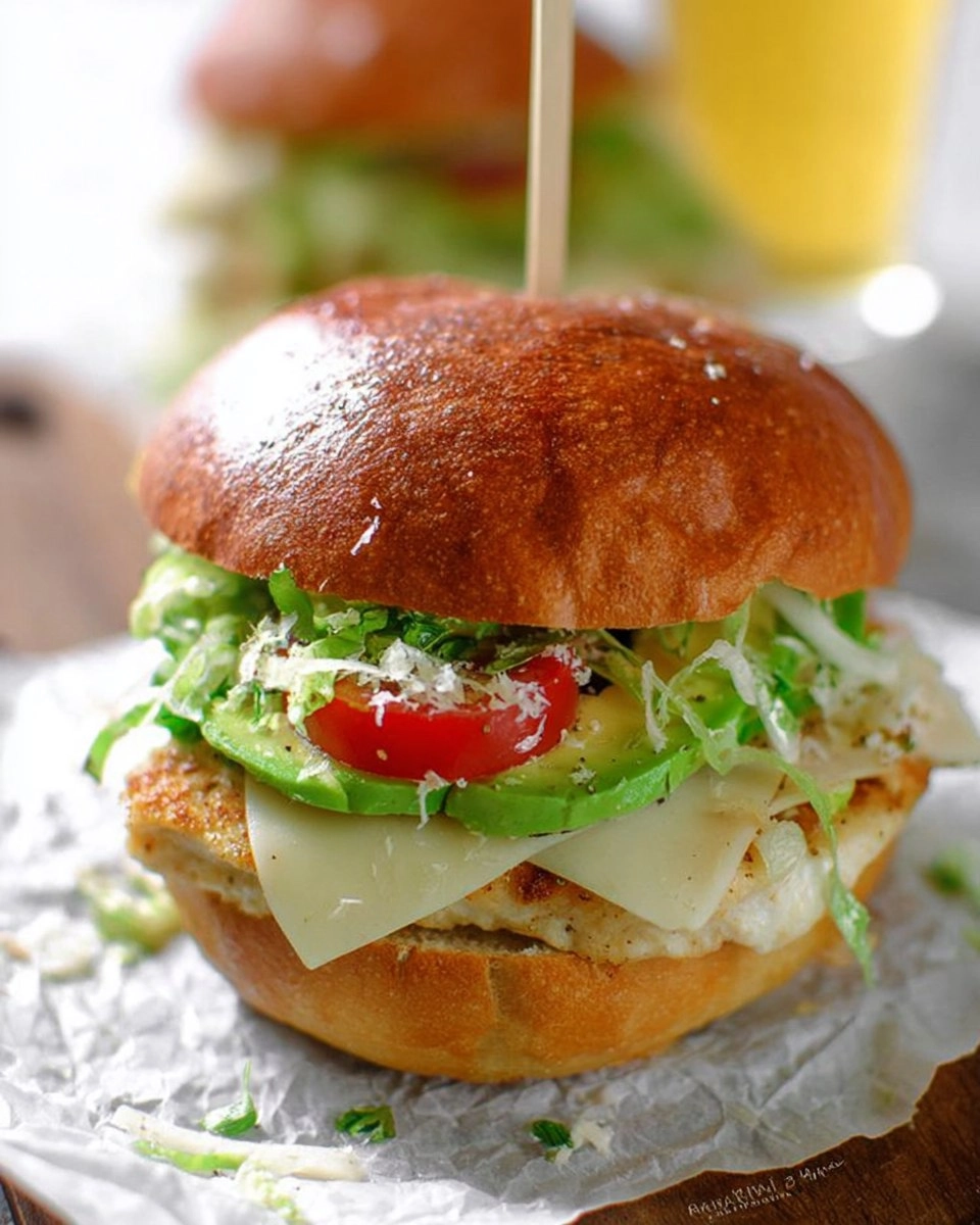Caesar Chicken Sandwich mit Avocado, Tomate und Mozzarella 119 Caesar Chicken Sandwich mit Avocado, Tomate und Mozzarella