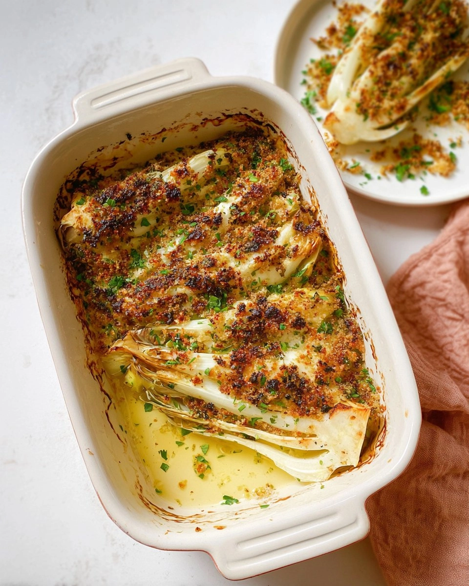 Chicorée überbacken mit Käse und Zitronen-Kräuter-Bröseln 94 Chicorée überbacken mit Käse und Zitronen-Kräuter-Bröseln