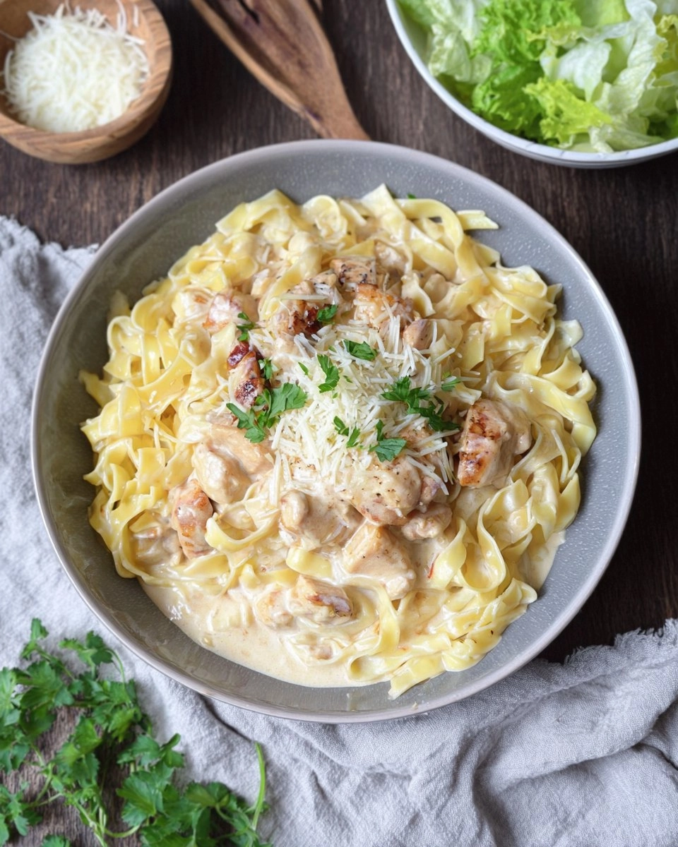 Cremige Pasta mit Parmesan-Hähnchen