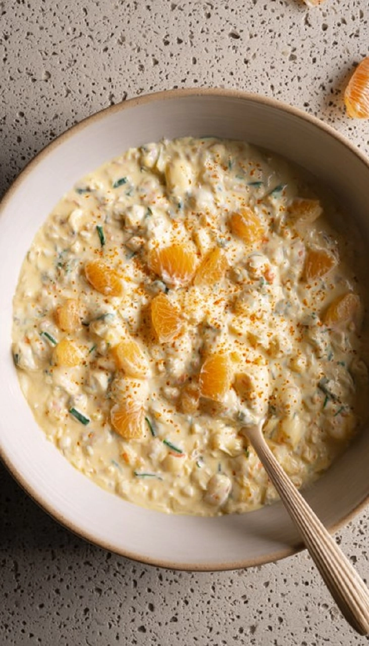 Eiersalat mit Mandarinen und Spargel
