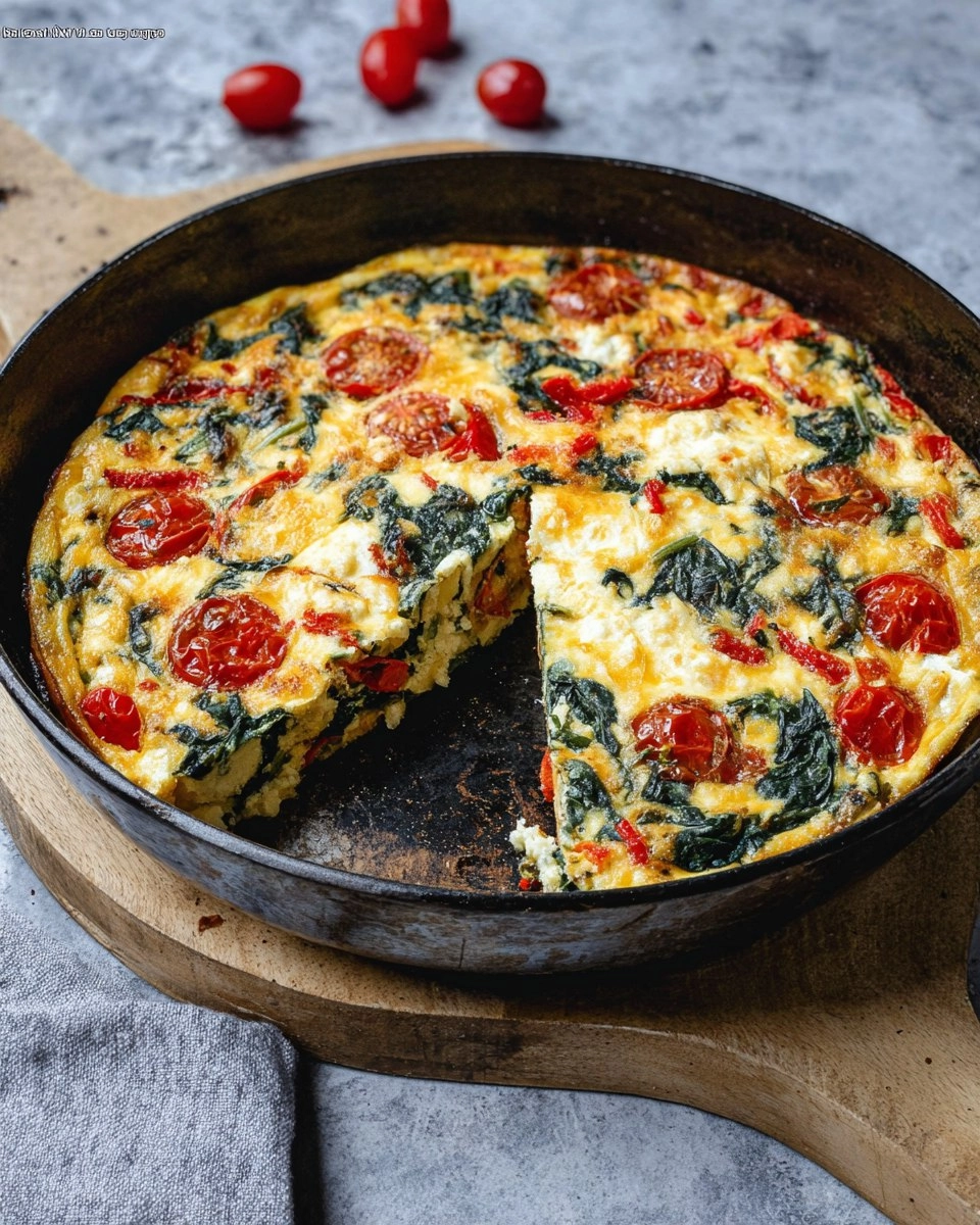 Frittata mit Tomaten, Paprika und Spinat 94 Frittata mit Tomaten, Paprika und Spinat
