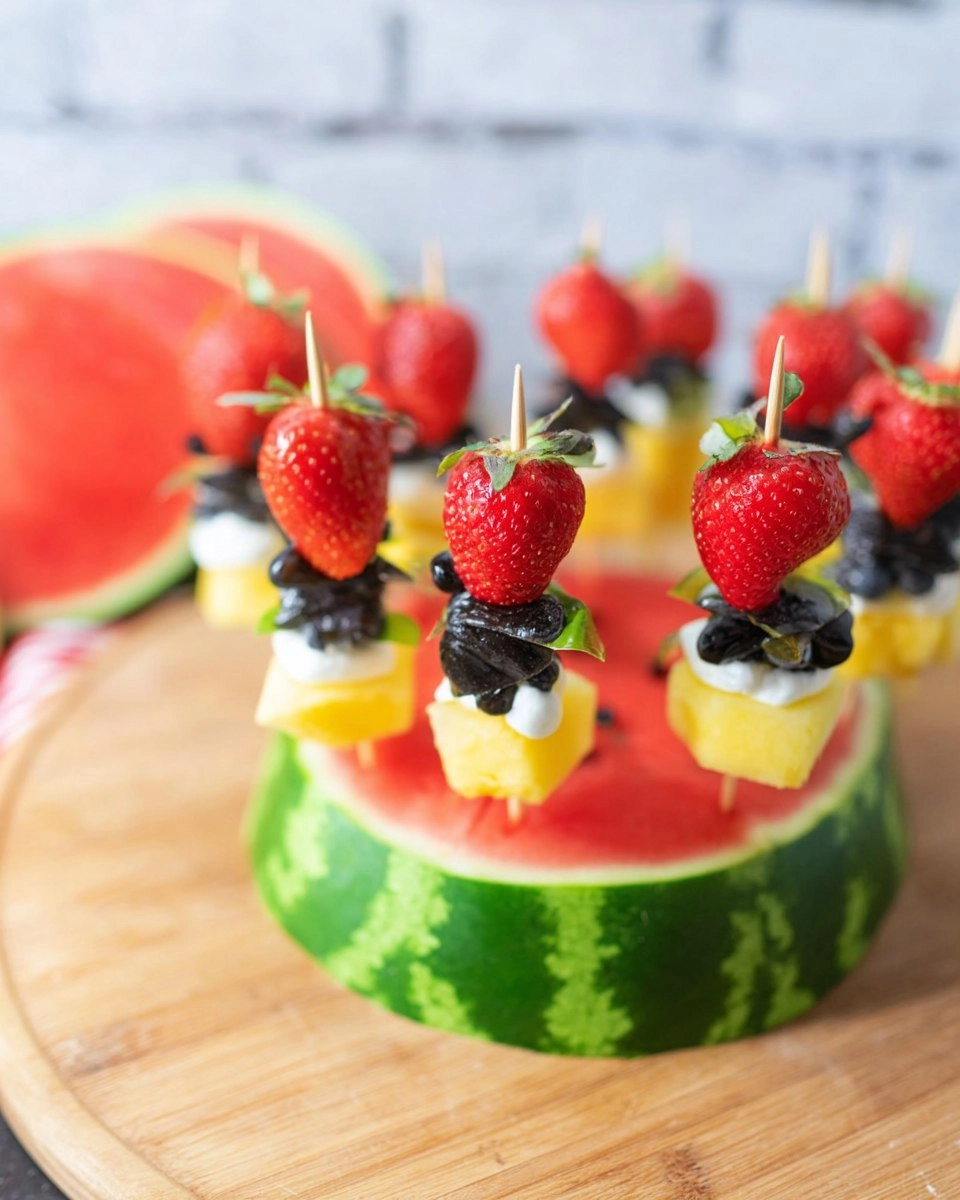 Fußball-Fingerfood-Spieße auf Wassermelone 44 Fußball-Fingerfood-Spieße auf Wassermelone