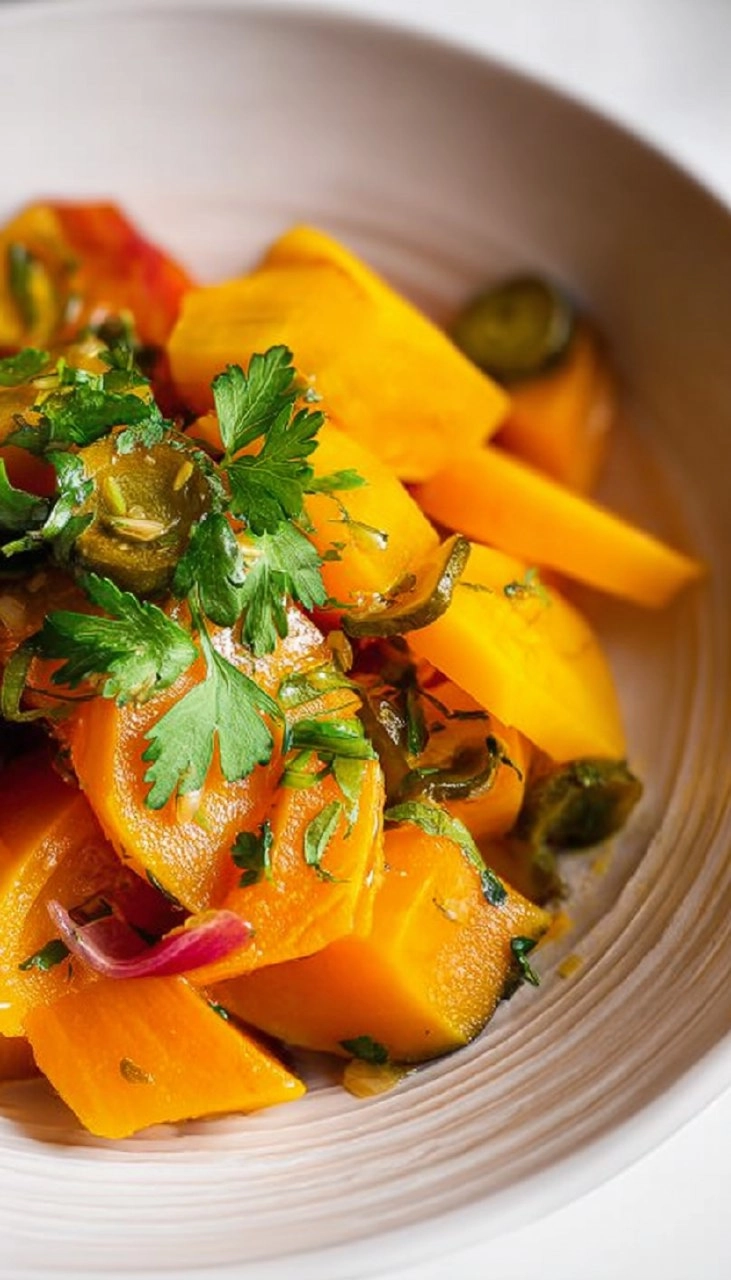 Gelbe Bete Salat mit Knoblauch und Essiggurke