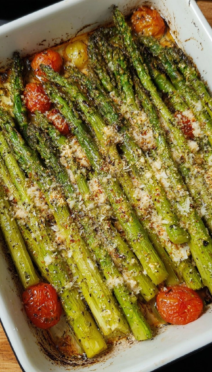 Grüner Spargel im Ofen
