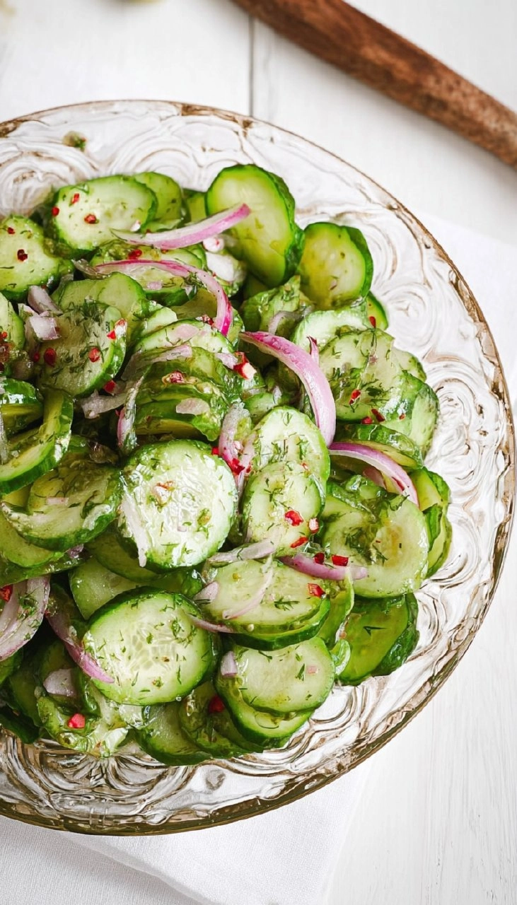 Gurkensalat mit Essig und Öl