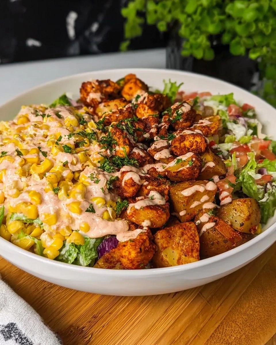 Kartoffel Hähnchen Bowl mit Mais Salat 139 Kartoffel Hähnchen Bowl mit Mais Salat